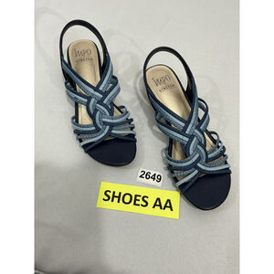 Womans MPO Stretch 9 M Blue Strappy Slip On Open Sandals